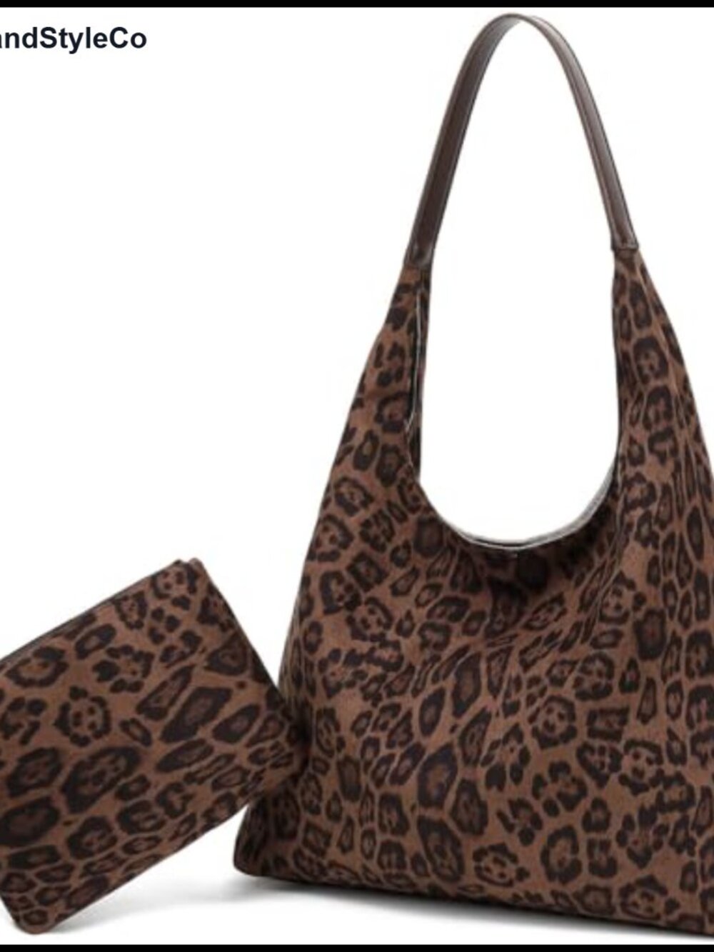 Faux Suede Slouchy Hobo Tote Bag with Cosmetic Pouch Large Capacity